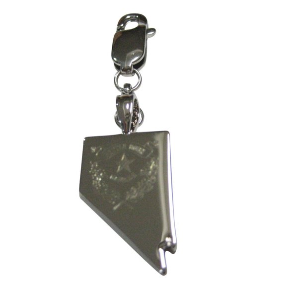 Nevada State Map Shape and Flag Zipper Pull Charm - Picture 1 of 2